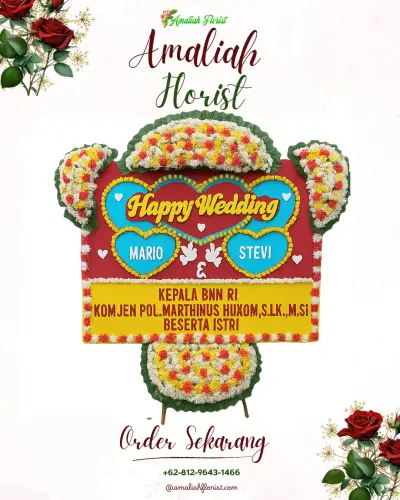 Karangan Papan Bunga Pernikahan di Kambingan